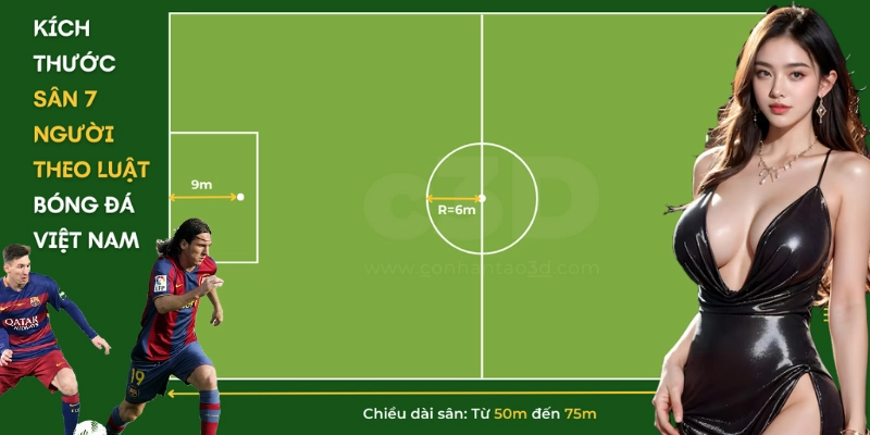 Các thông số cụ thể về kích thước sân bóng 7 người