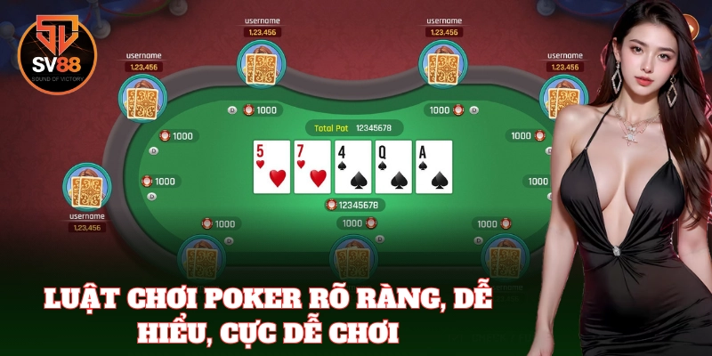 Luật chơi Poker rõ ràng, dễ hiểu, cực dễ chơi